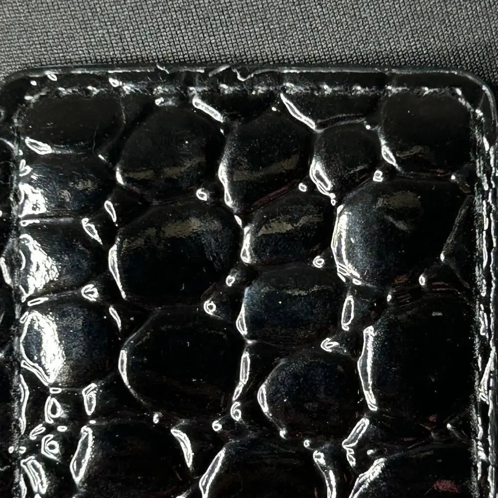 Y2K Black Faux Croc Rhinestone Stretch Hip Belt Statement Waist Belt 30”